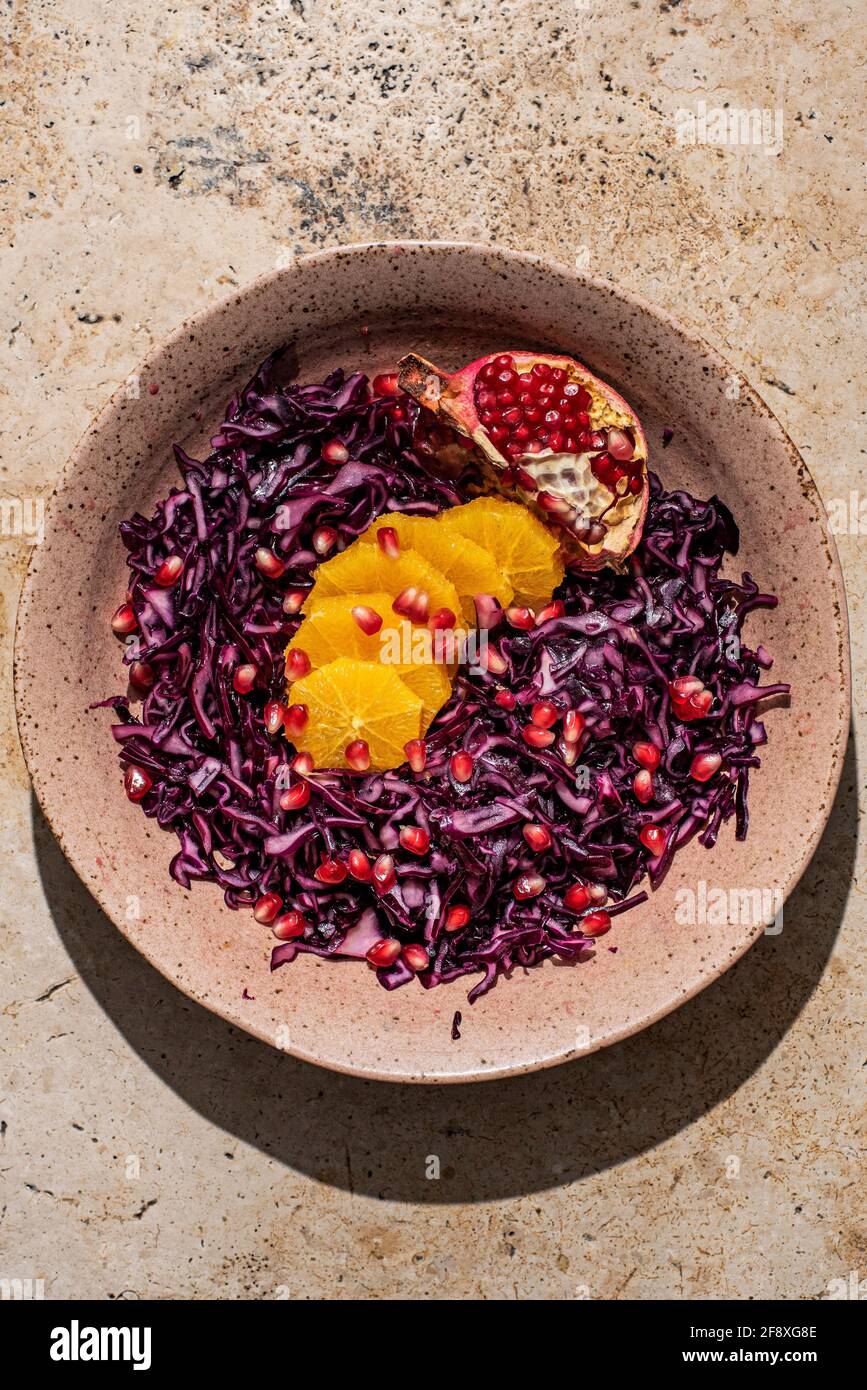 Insalata di Arancio di cavolo rosso Foto Stock