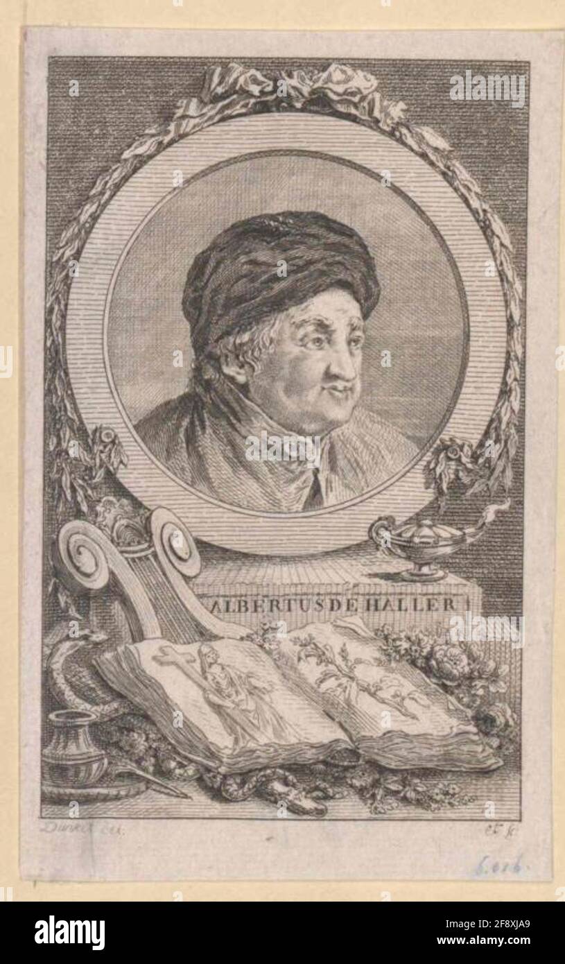 Haller, Albrecht, disegnatore: Dunker, Balthasar Antonradier: Dunker, Balthasar Antondatattting: 1761/1807 Foto Stock
