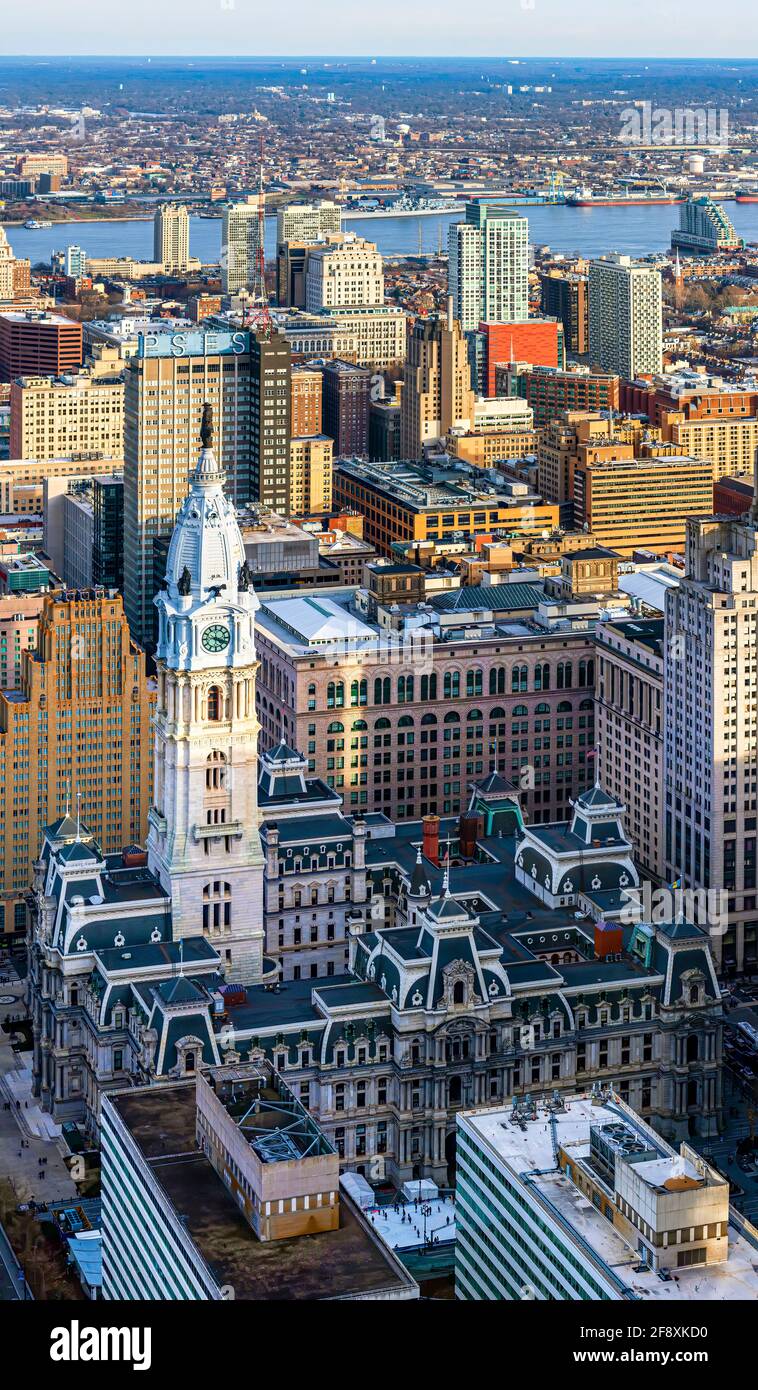 Vista ad alta angolazione del nuovo edificio, Philadelphia, Pennsylvania, USA Foto Stock