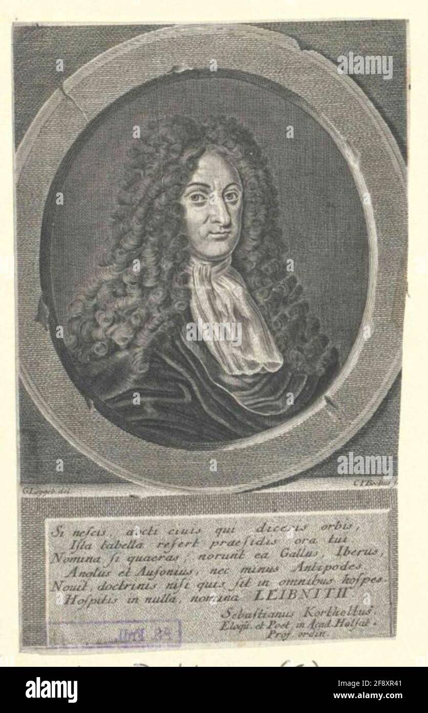Leibniz, Gottfried Wilhelm Freiherr von Publiker: Breitkopf, Bernhard Christophistner: Leygebess, Godfriedstecher: Boëtius, Christian Friedrichverlagsort: Leipzig Foto Stock