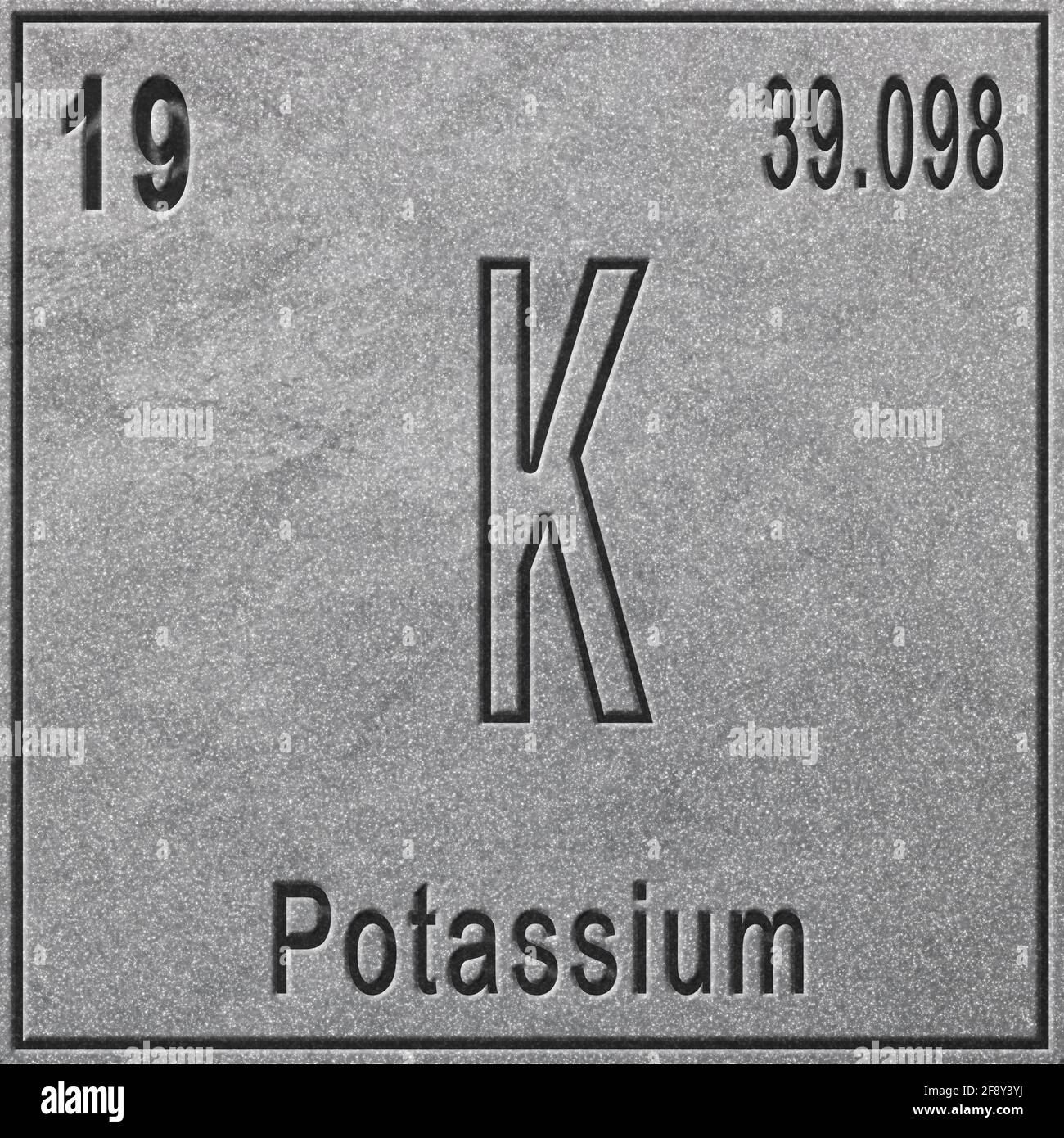 Elemento chimico del potassio, segno con numero atomico e peso atomico ...