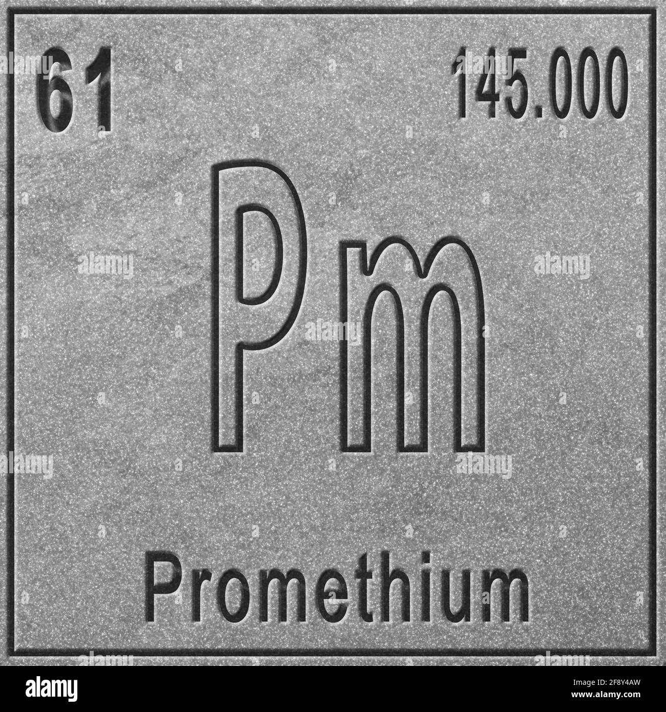 Prometi Elemente Elemento chimico di prometio, segno con numero atomico e peso atomico ...