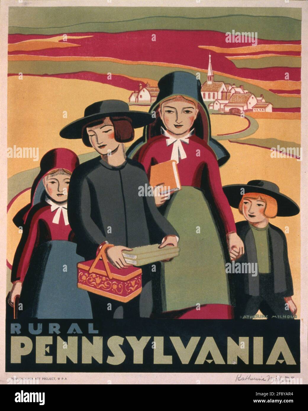 Un poster di viaggio vintage per la Pennsylvania rurale Foto Stock