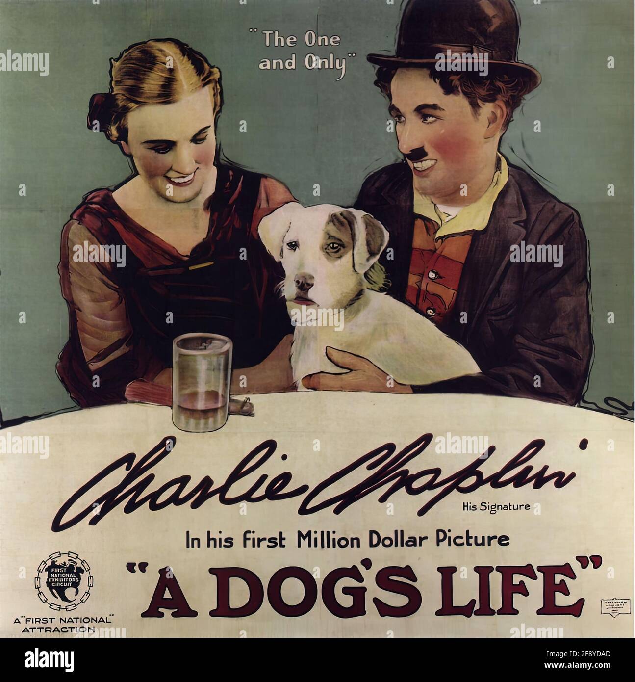 Un poster di film vintage per Charlie Chaplin's A Dog's Life Foto Stock