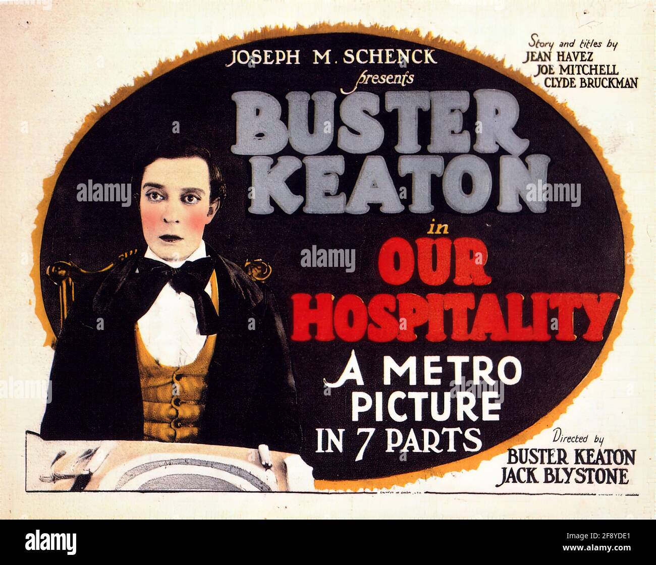 Un poster di film vintage per la nostra ospitalità di Buster Keaton Foto Stock