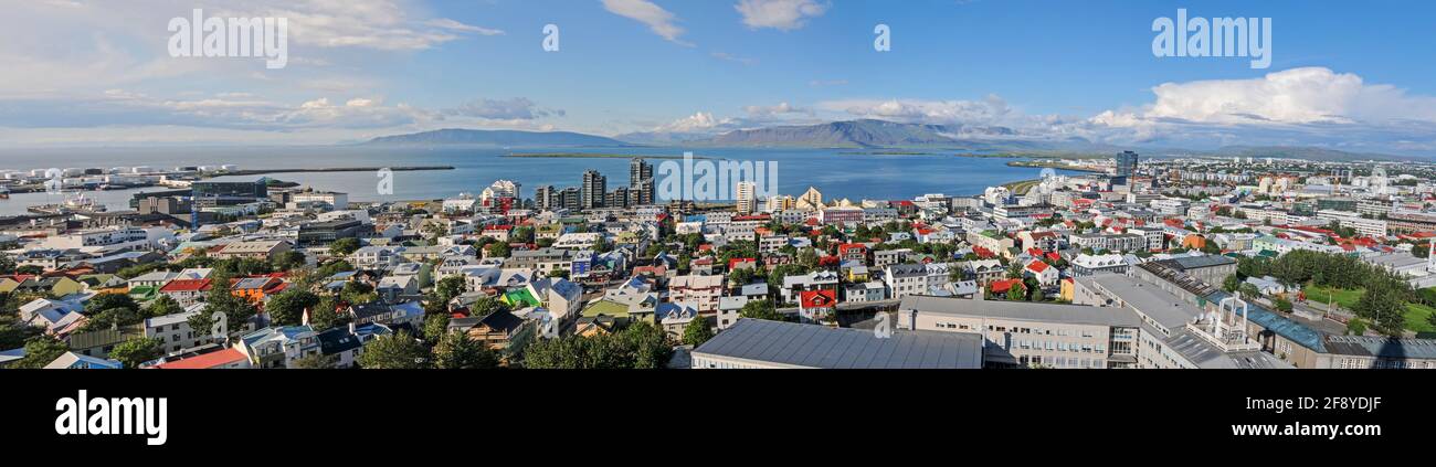Vista panoramica della città, Reykjavik, Islanda Foto Stock