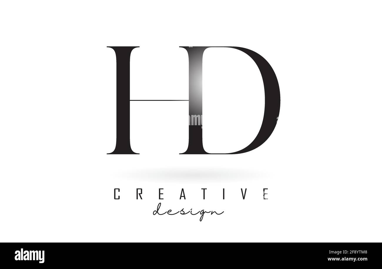 Logo HD h d letter design con carattere serif e stile elegante. Icona dell'illustrazione vettoriale con le lettere H e D. Illustrazione Vettoriale