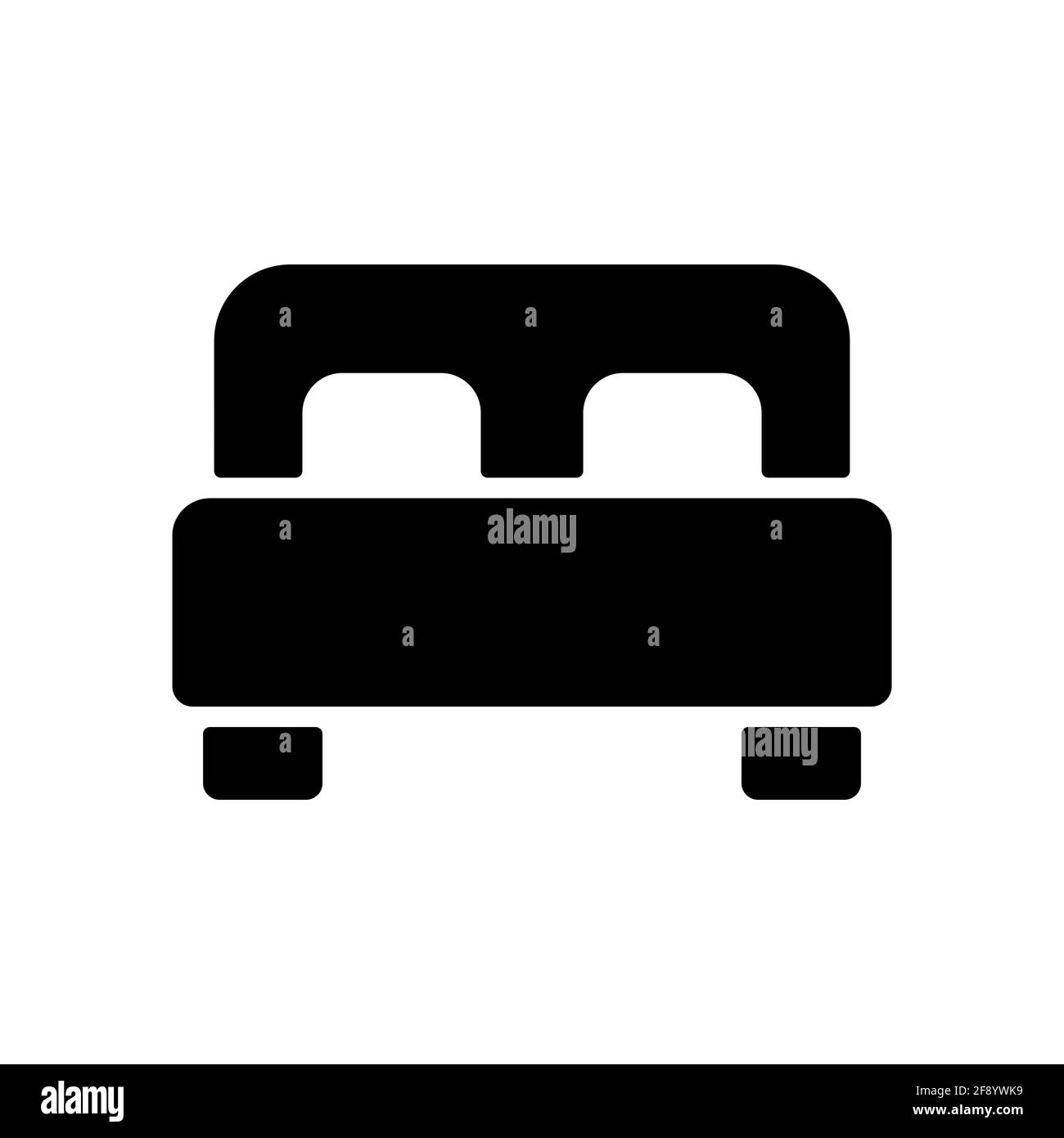 Icona a forma di glifo vettoriale piatto con letto doppio. Simbolo grafico per siti web di viaggi e turismo e applicazioni design, logo, app, UI Illustrazione Vettoriale
