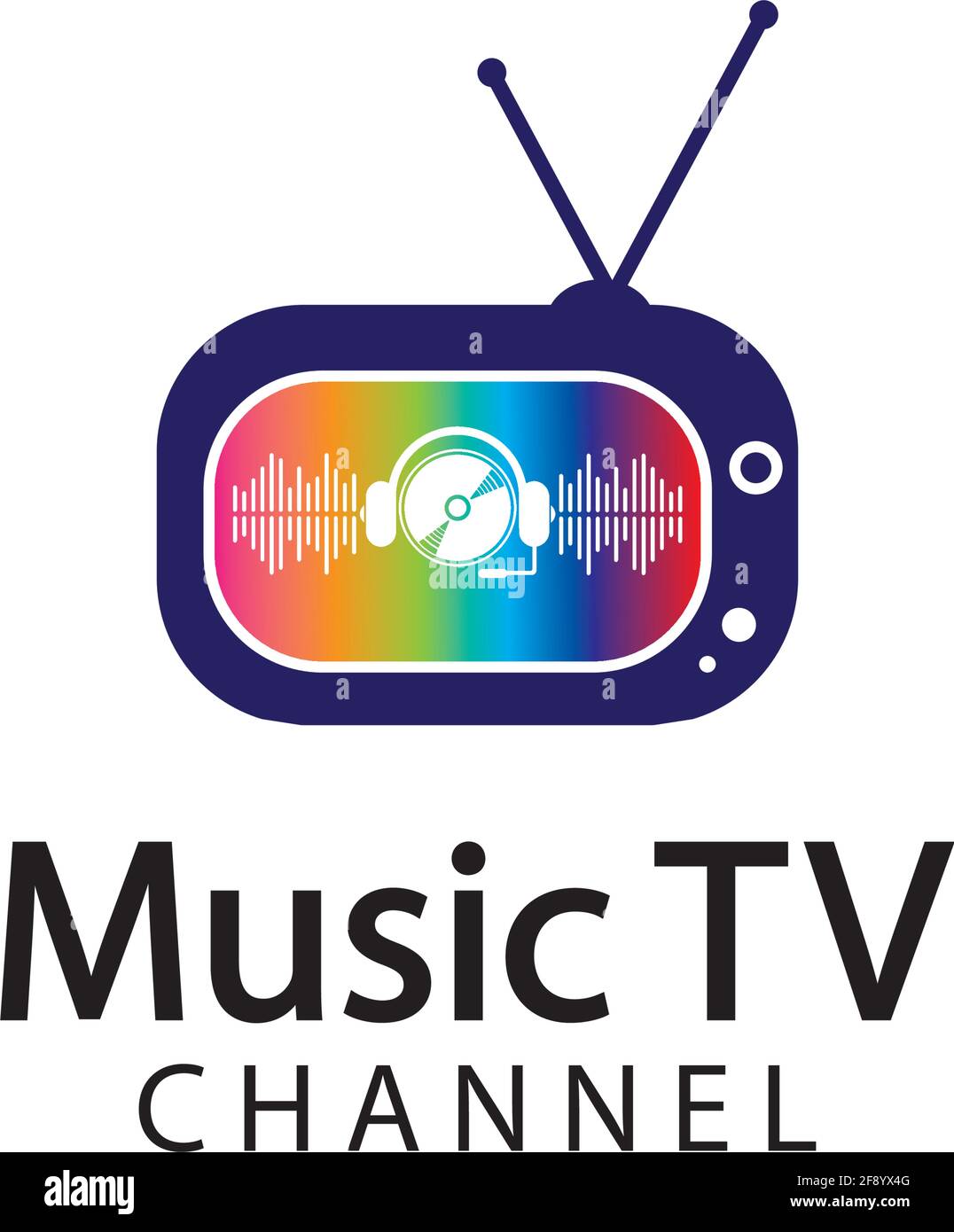Music TV Logo Design Template.Music Channel Logo Template Design Vector, emblema, Design Concept, Creative Symbol, Icon Illustrazione Vettoriale