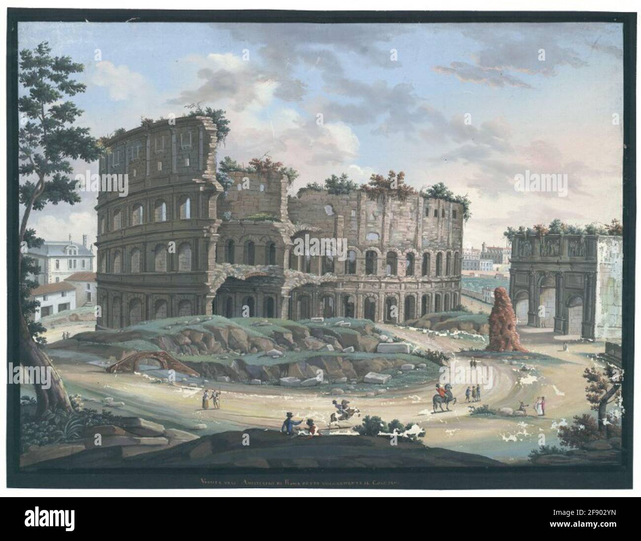 Vista sull'anfiteatro di Roma detto dal Colosseo. Foto Stock