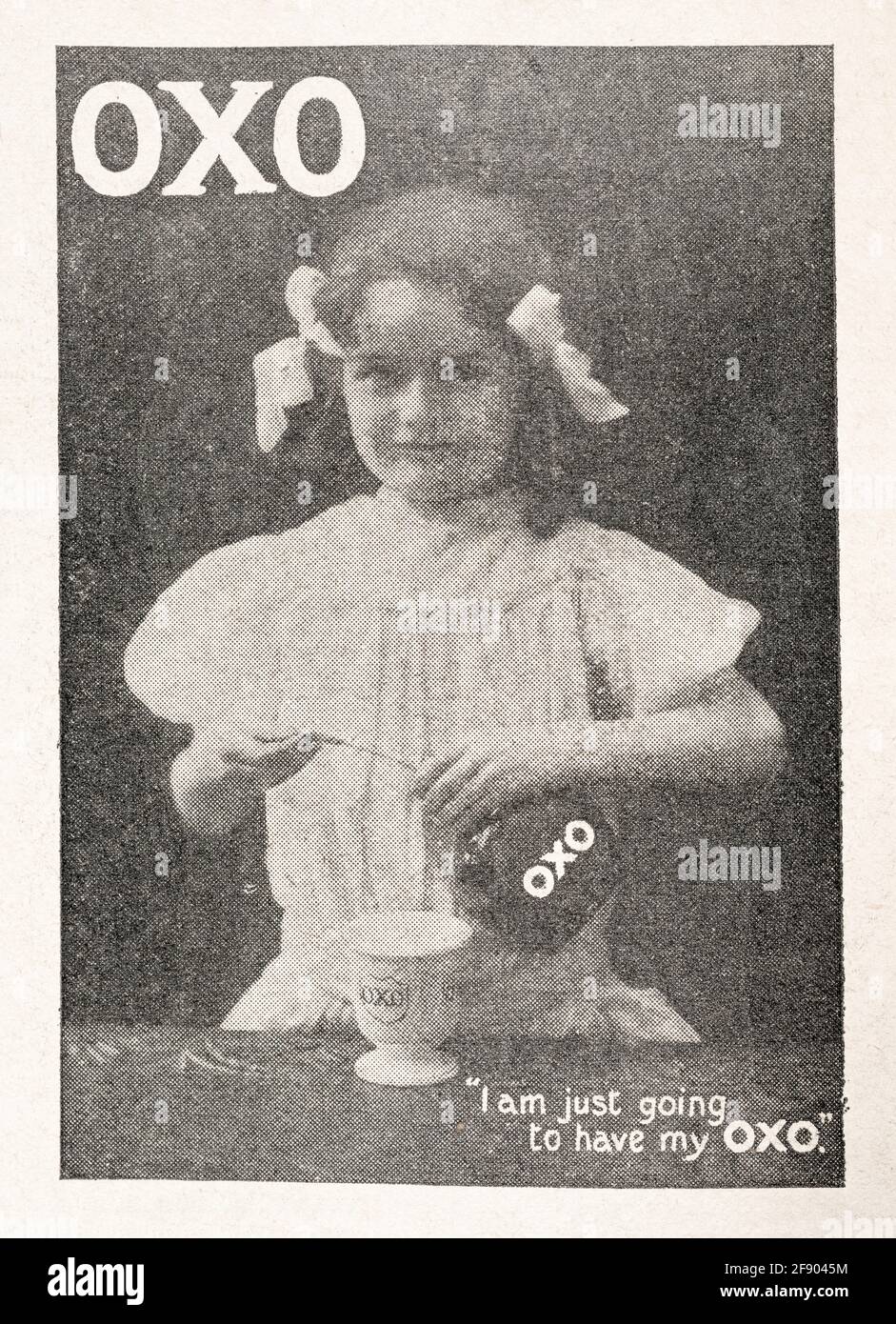 Vecchio giornale vittoriano carta oxo pubblicità alimentare da 1907 - standard pre pubblicità. Pubblicità di vecchi alimenti, prodotti alimentari eduardiani. Foto Stock