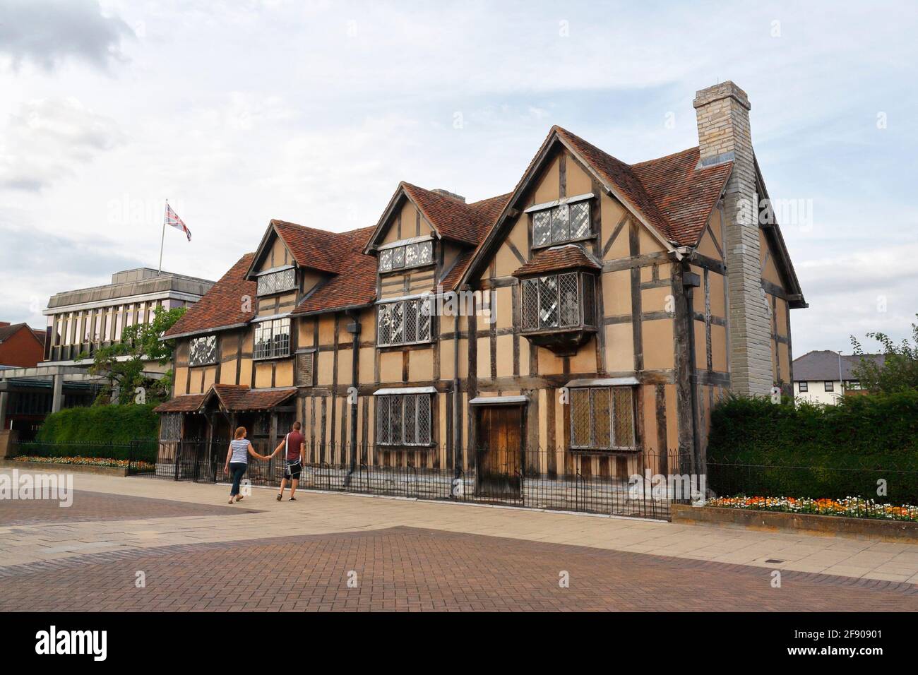 Luogo di nascita di William Shakespeare in Henley Street, Stratford Upon Avon, Inghilterra Regno Unito, edificio di primo livello, destinazione turistica inglese Foto Stock