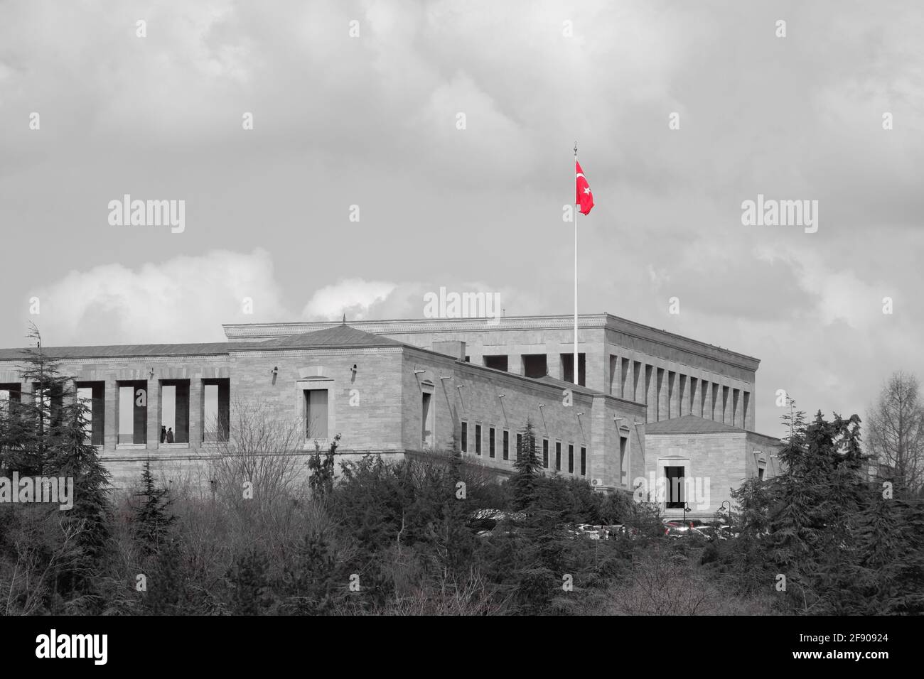 Mausoleo di Ataturk -Anıtkabir- Tomba commemorativa del leader nazionale turco Mustafa Kemal Ataturk a distanza Foto Stock