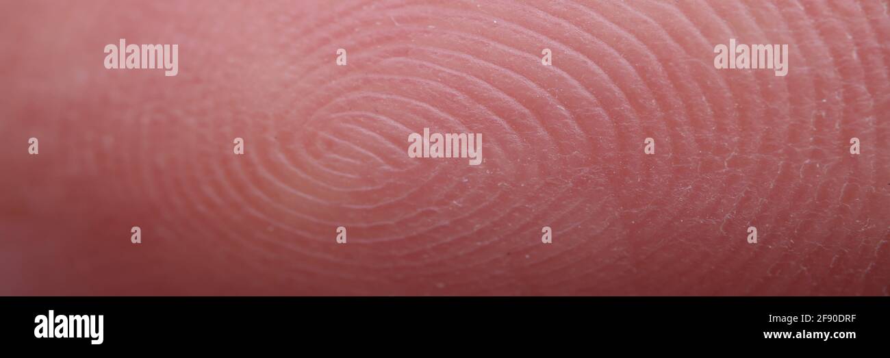 Impronte digitali uniche sulla pelle della mano a forma di ricciolo primo piano Foto Stock