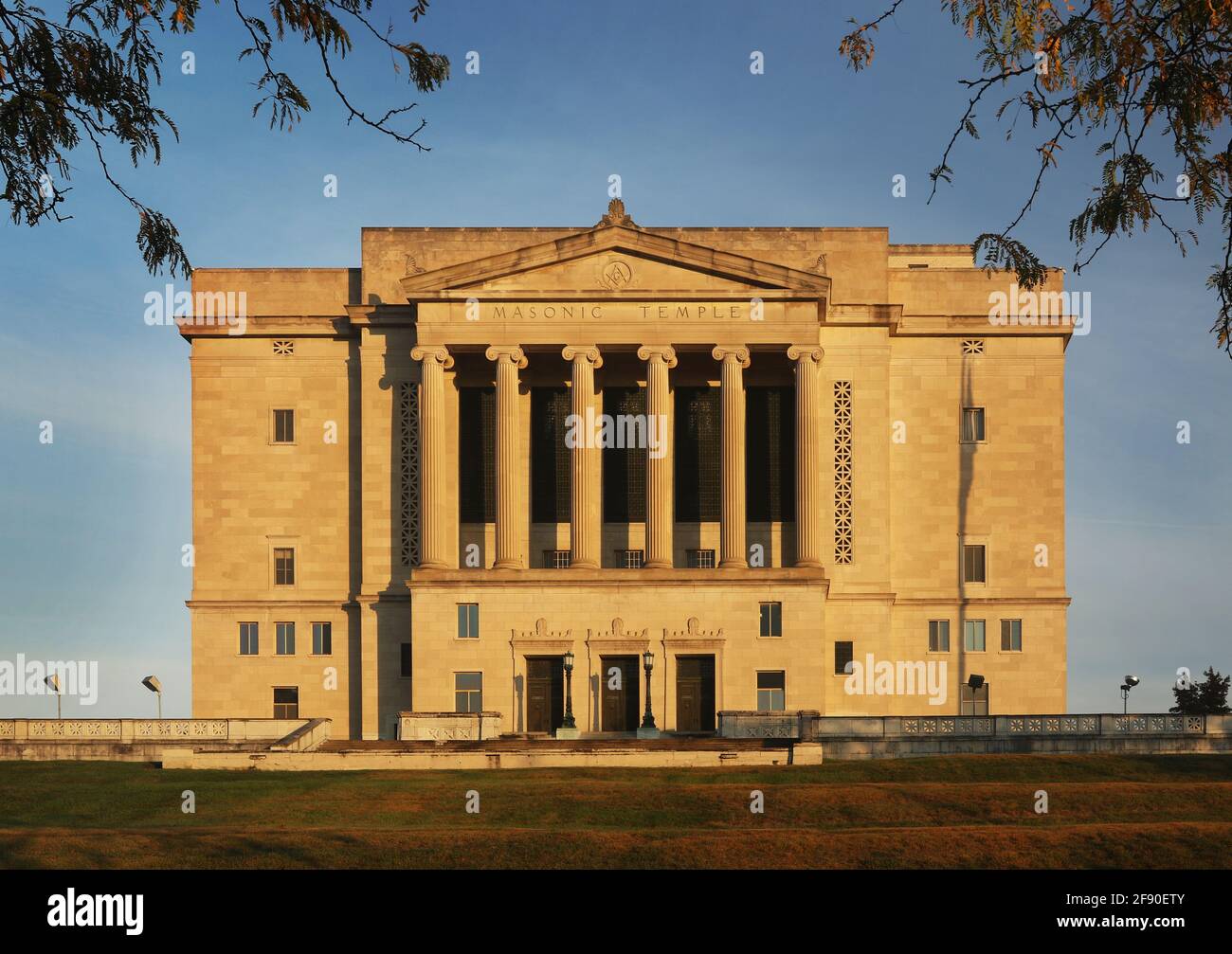 Tempio Masonic, Dayton, Ohio. STATI UNITI. Architettura greca. Foto Stock