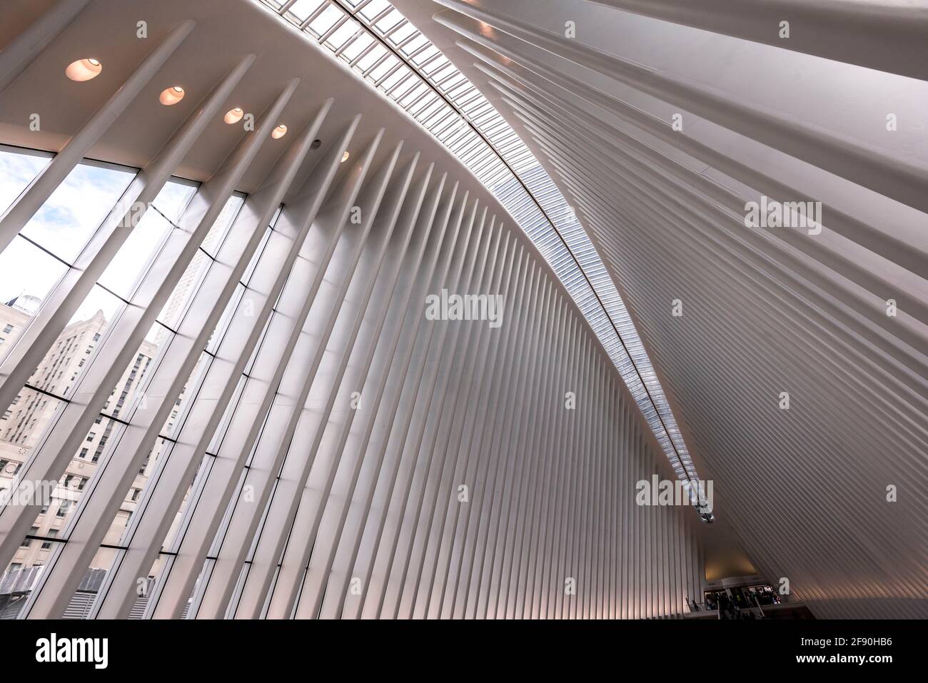 Dettaglio del World Trade Center Transportation Hub ‘Oculus NYC’ progettato da Santiago Calatrava, Foto Stock
