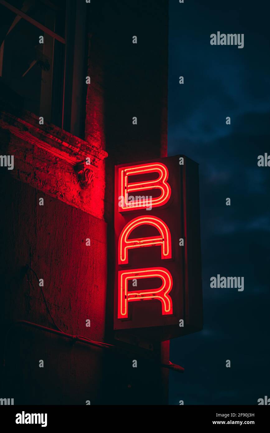 Bar al neon a Williamsburg, Brooklyn Foto Stock