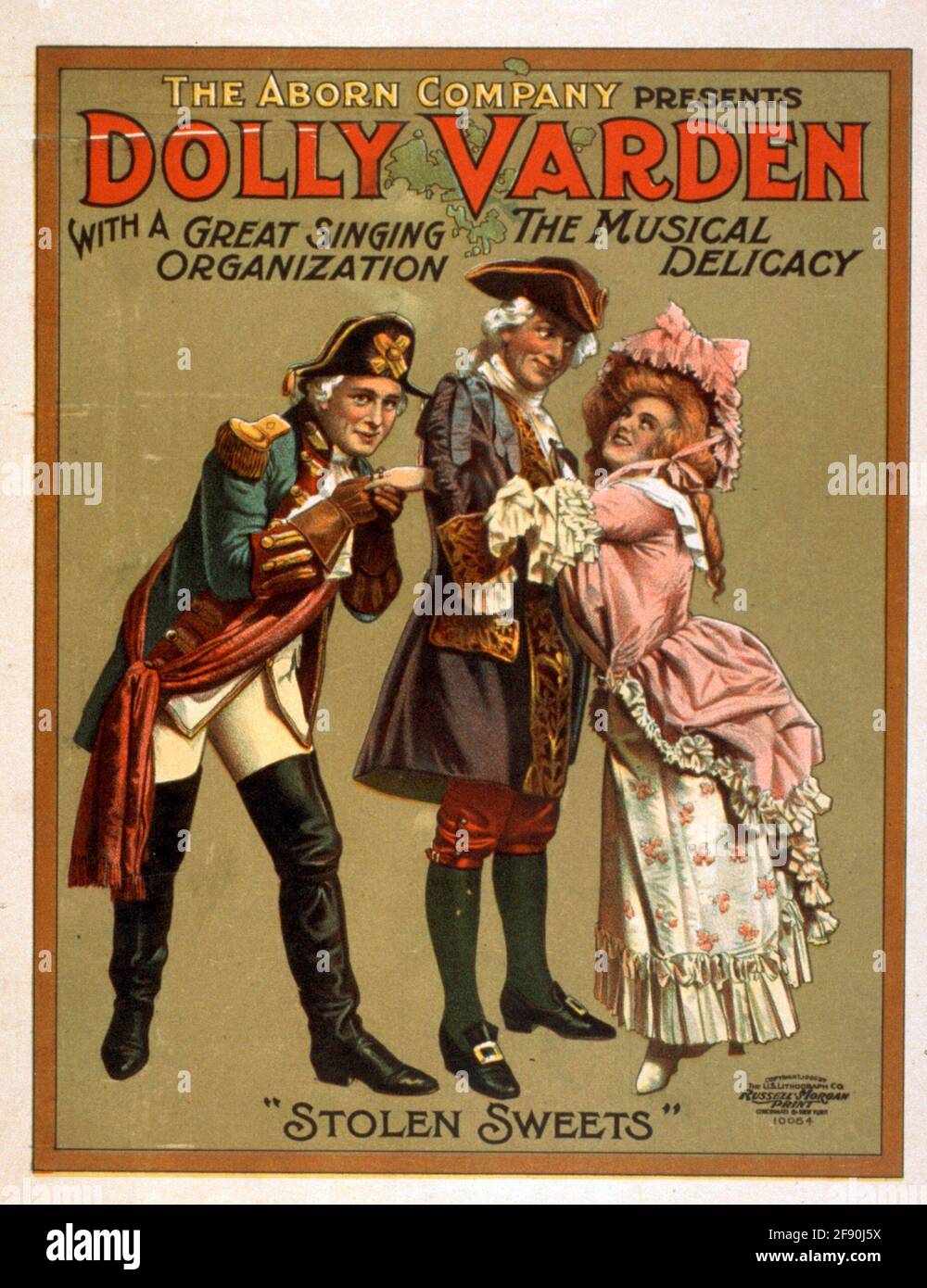 La Compagnia Arborn presenta a Dolly Varden la delicatezza musicale con una grande organizzazione di canto, circa 1906 Foto Stock