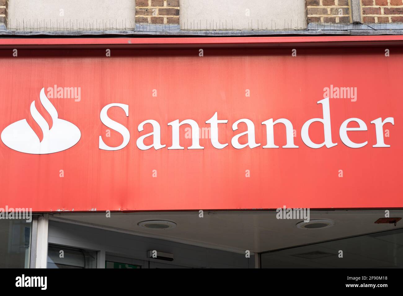 Logo di Santander, banca, banner, marchio Foto Stock