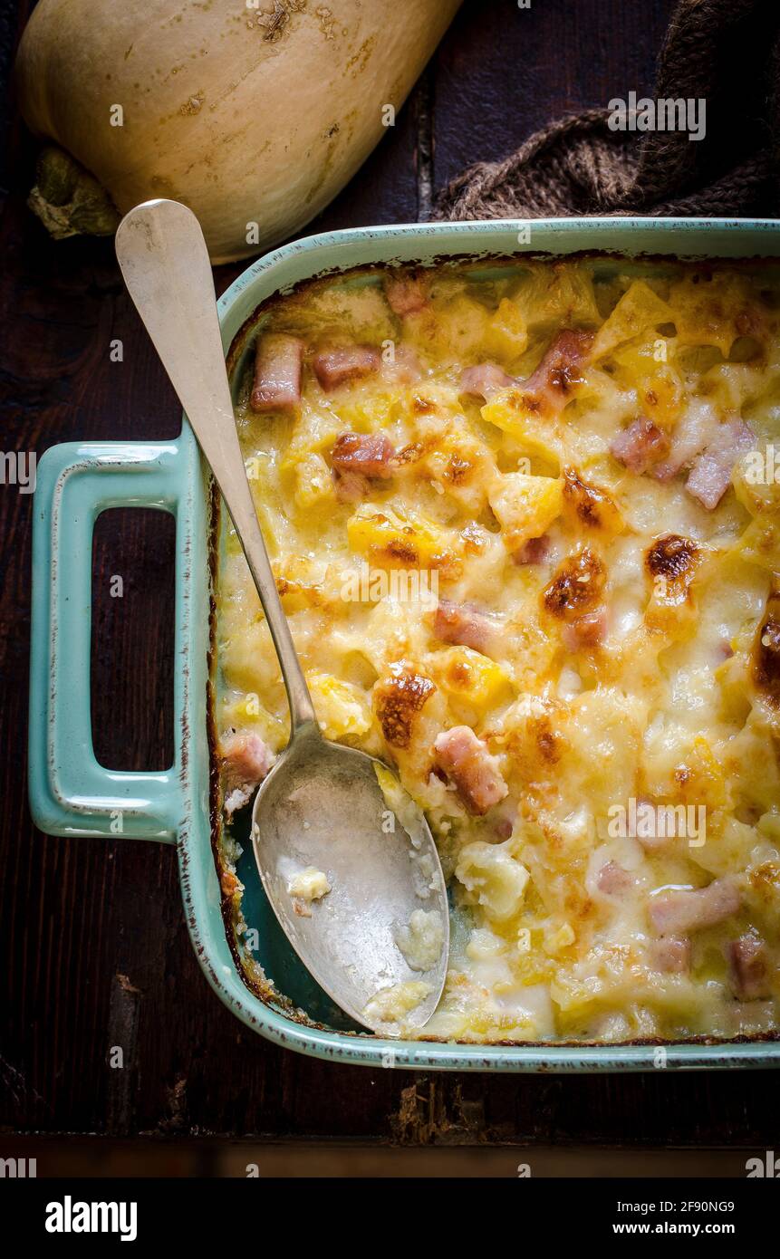 Gratin di zucca di patate Foto Stock