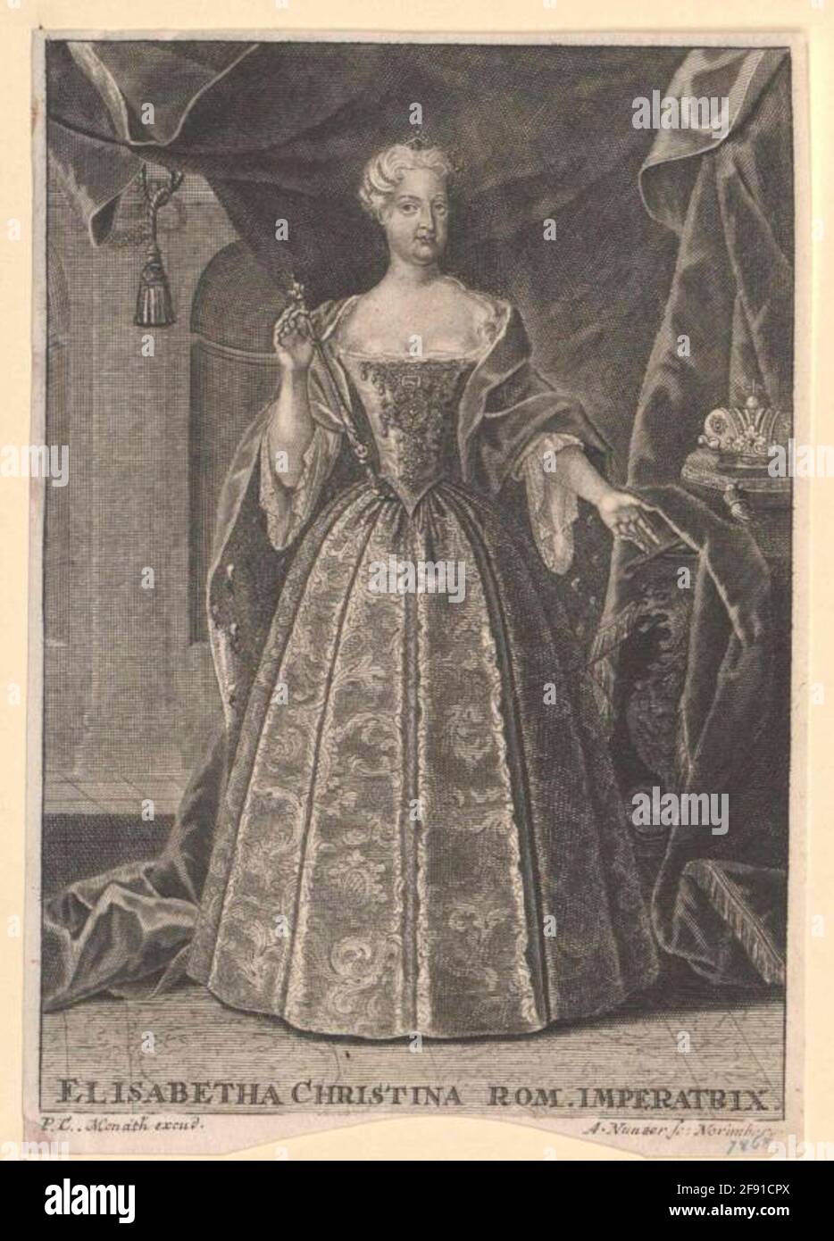 Elisabeth Christine, Principessa di Braunschweig-Wolfenbüttel Stecher: Nunzer, Andreasverleger: Monath, Peter Conraddatierung: 1725 / 1740Pia d'origine: Norimberga Foto Stock