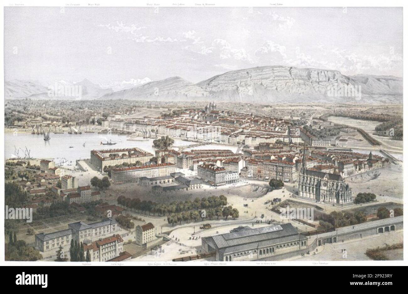 Ginevra, visto sopra la stazione ferroviaria. Foto Stock