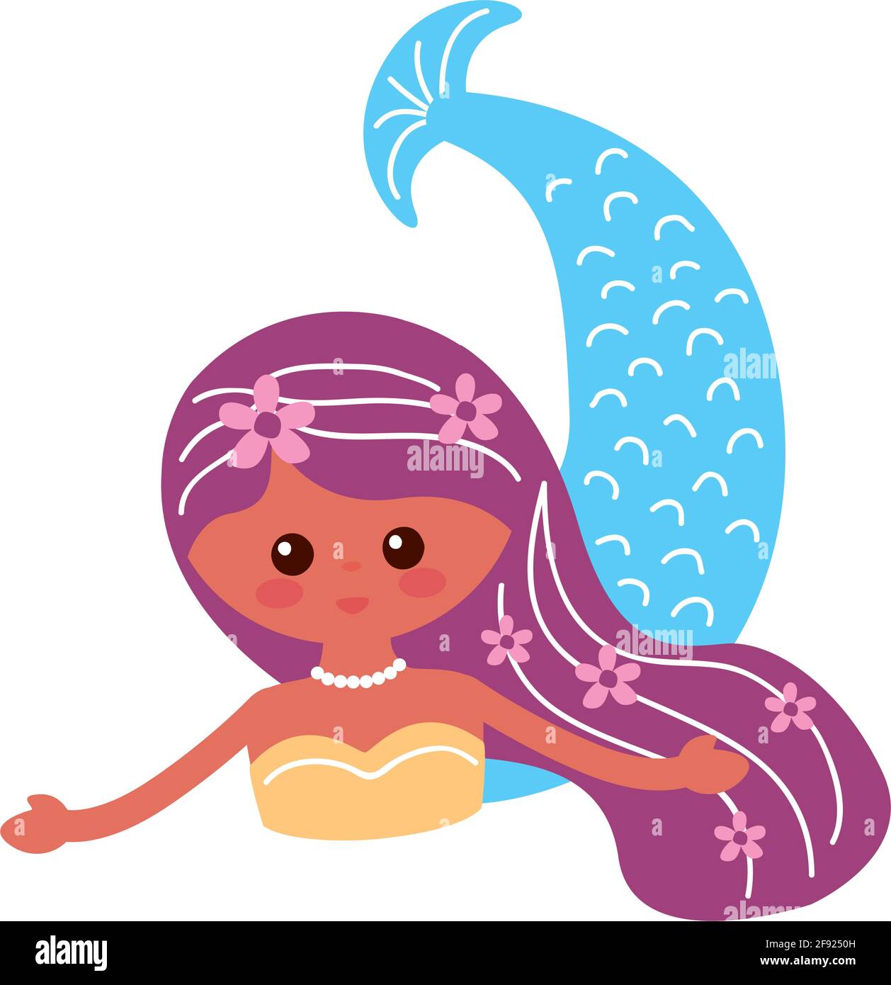 Sfondo di sirena kawaii con motivo a squame arcobaleno principessa | Vettore Premium