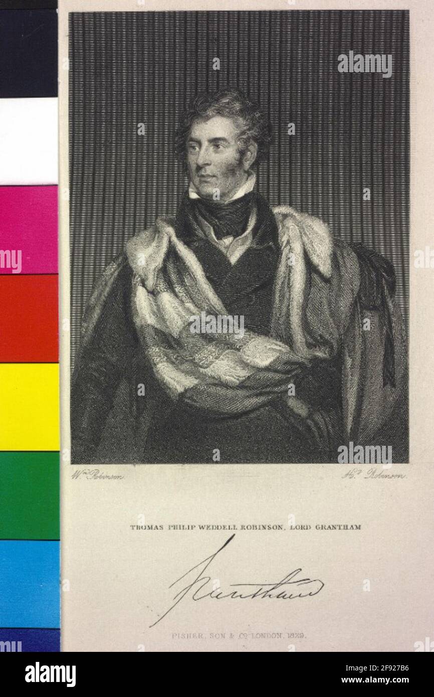 Weddell Robinson, 1. Earl De Grey, 3. Baron Grantham, Thomas Philip Stich von Henry Robinson nach William Robinson, aus: Jerdan, William: National Portrait Gallery of illustrous and eminent personages of the diciannovesimo secolo, Bd 1, Londra 1830. Foto Stock