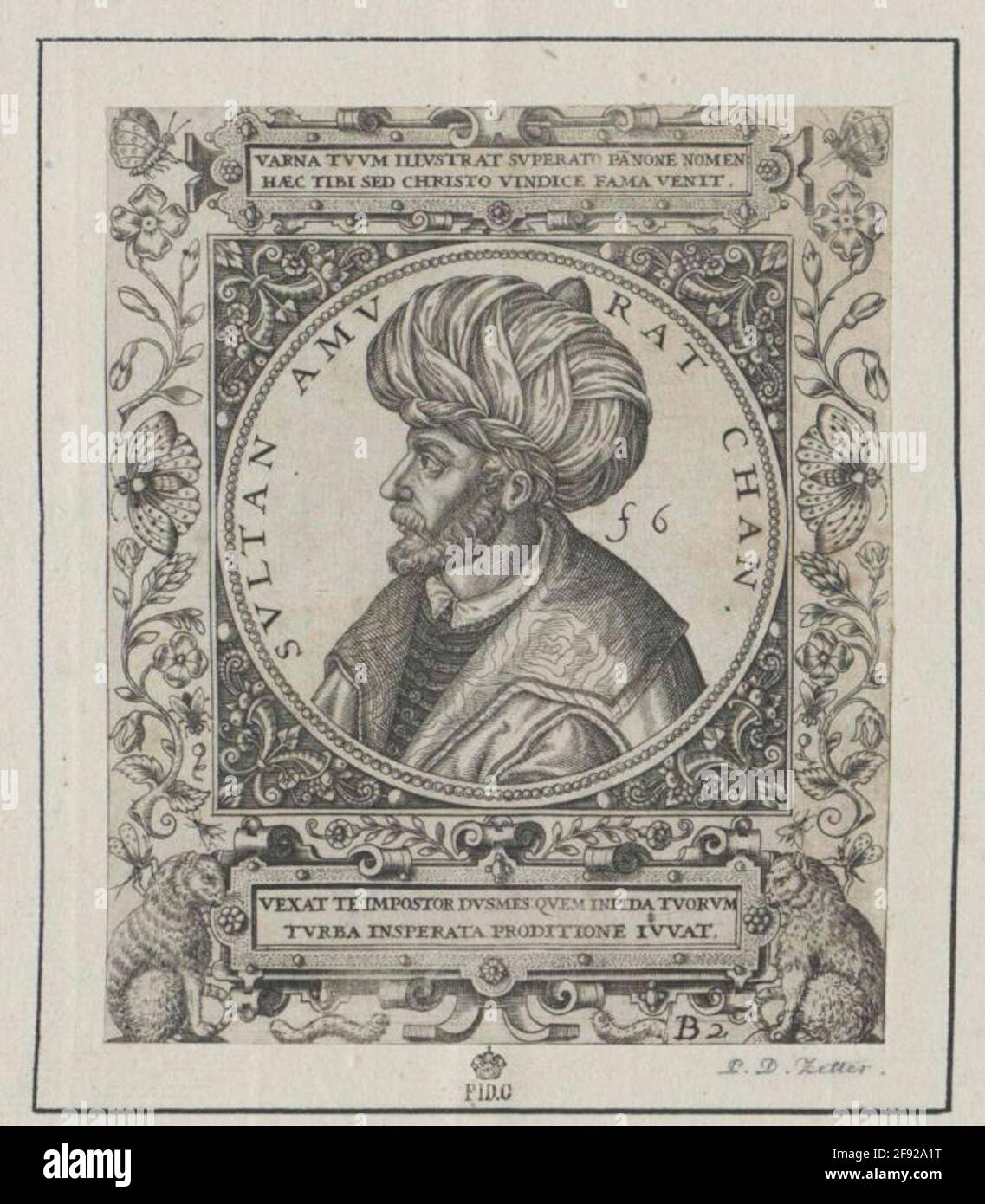 Murad II, Sultano di Ottomani Stecher: Bry, Theodor de Foto Stock