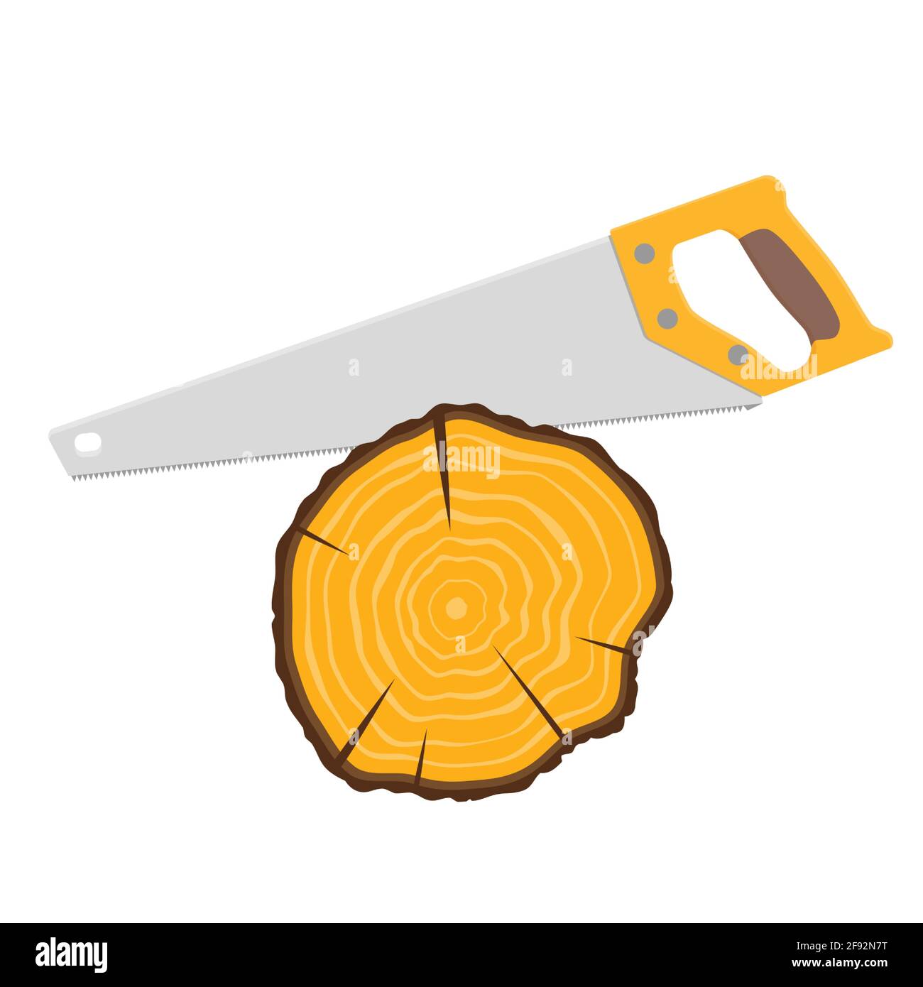 sega a mano e moncone dell'albero Illustrazione Vettoriale