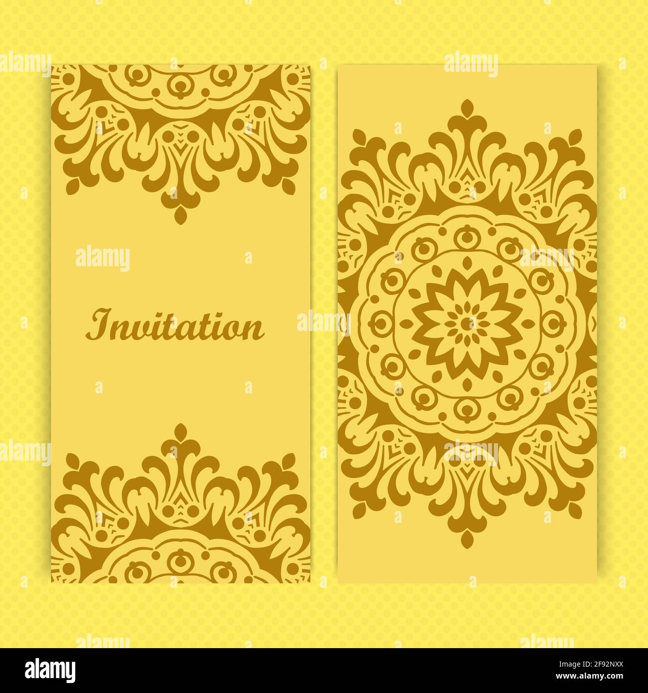 Scheda di invito Mandala design.Floral modello di scheda design.ornate scheda di invito. Illustrazione Vettoriale