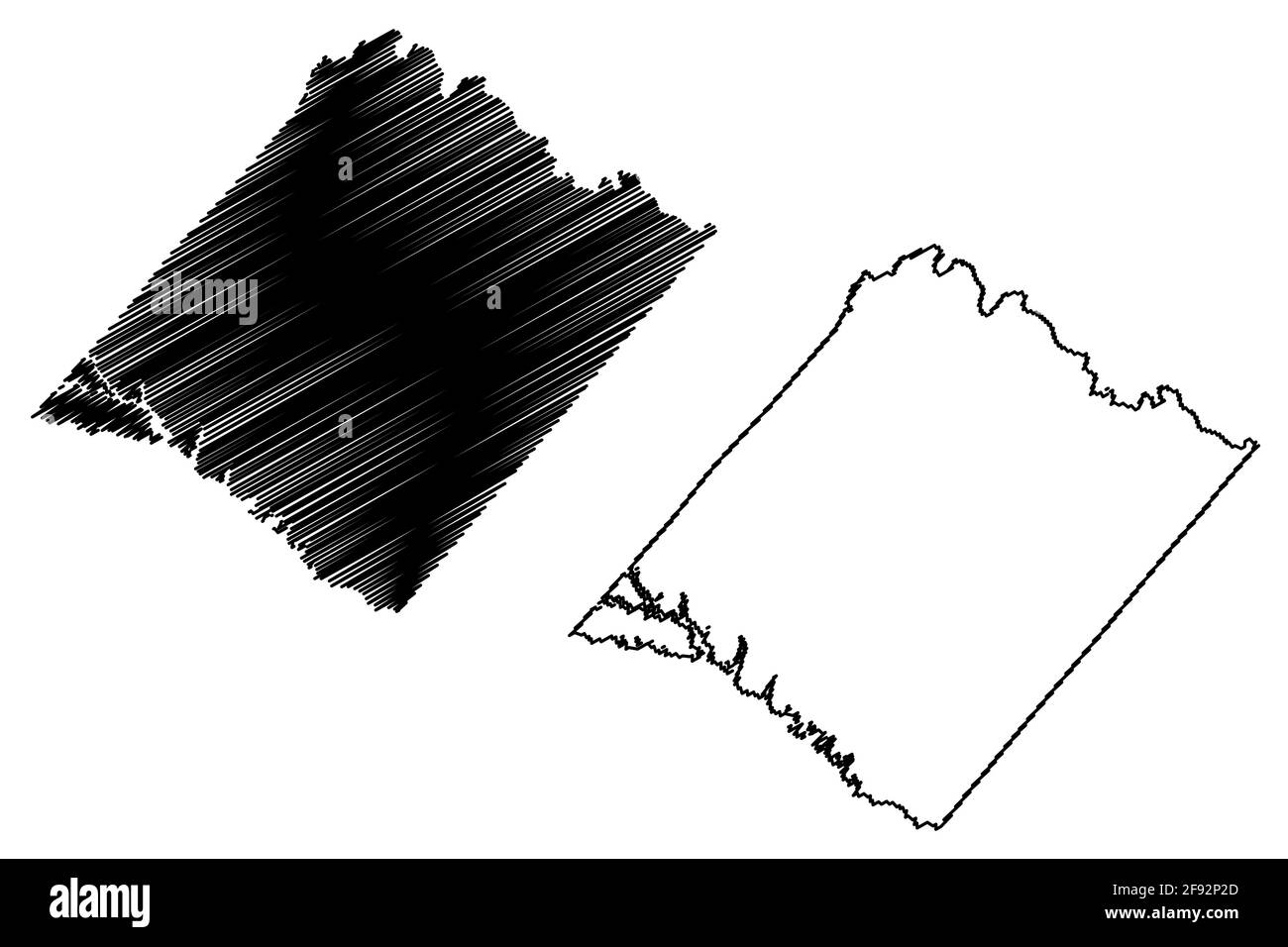 Spotsylvania County, Commonwealth of Virginia (Stati Uniti, Stati Uniti d'America, Stati Uniti, Stati Uniti, Stati Uniti) mappa vettoriale illustrazione, scrimble sketch Spotsylv Illustrazione Vettoriale
