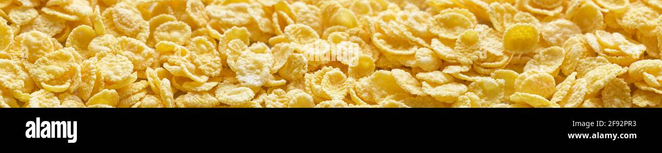 Fiocchi di mais croccanti. Vista dall'alto. Progettazione banner. Foto Stock