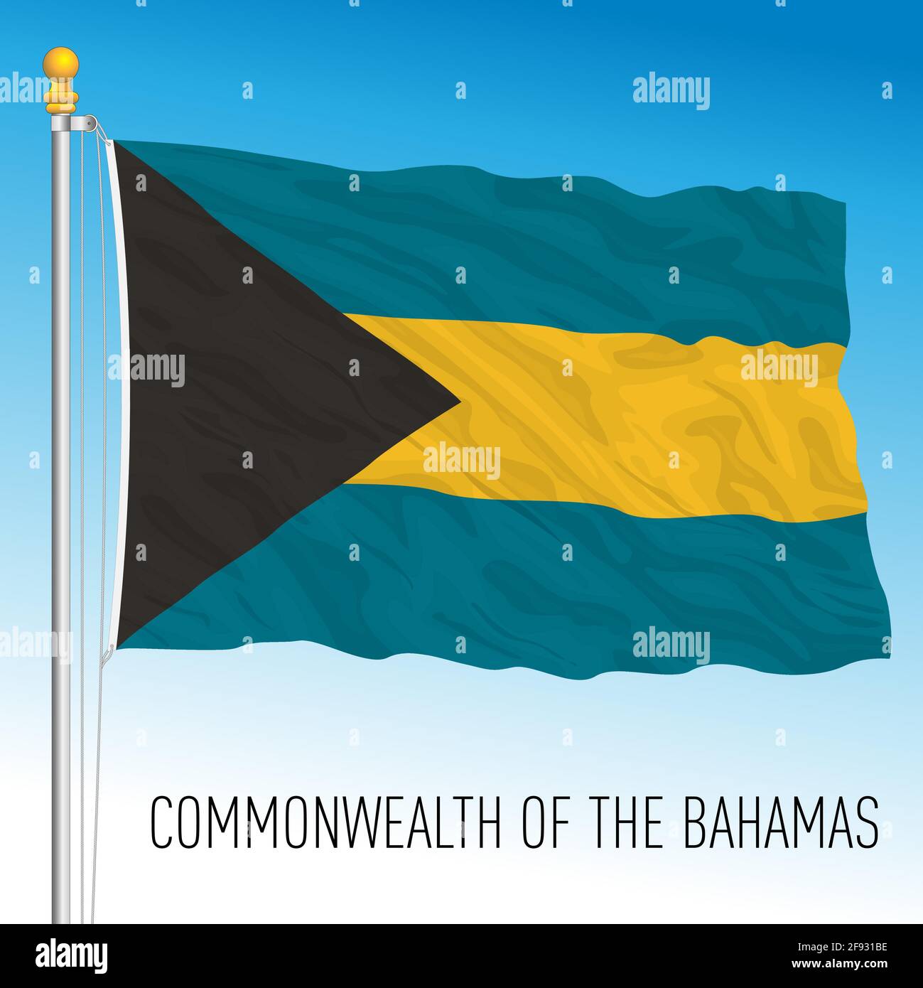 Bandiera nazionale ufficiale delle Bahamas, paese caraibico, illustrazione vettoriale Illustrazione Vettoriale