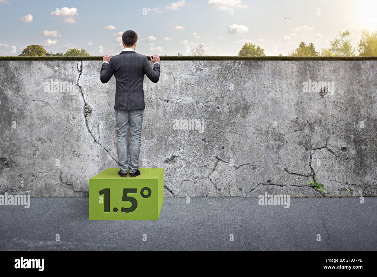 Il concetto di riscaldamento globale a favore dell'obiettivo a 1.5 gradi Foto Stock