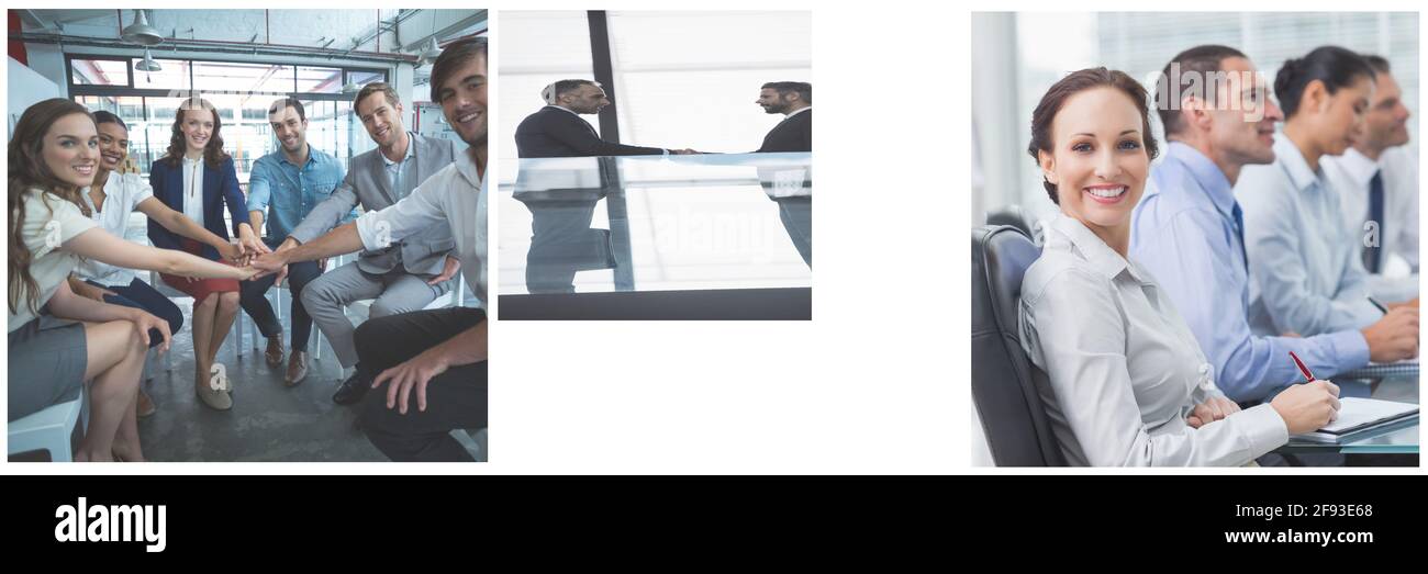 La gente di affari di discutere in una sala riunioni presso il creative office Foto Stock