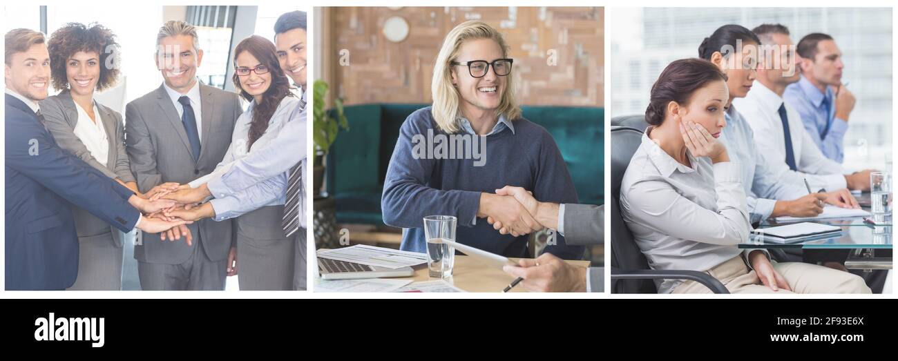 La gente di affari di discutere in una sala riunioni presso il creative office Foto Stock