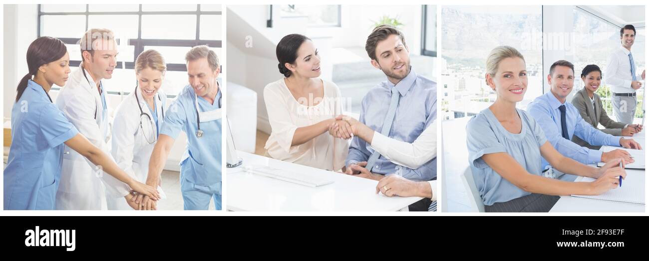 La gente di affari di discutere in una sala riunioni presso il creative office Foto Stock