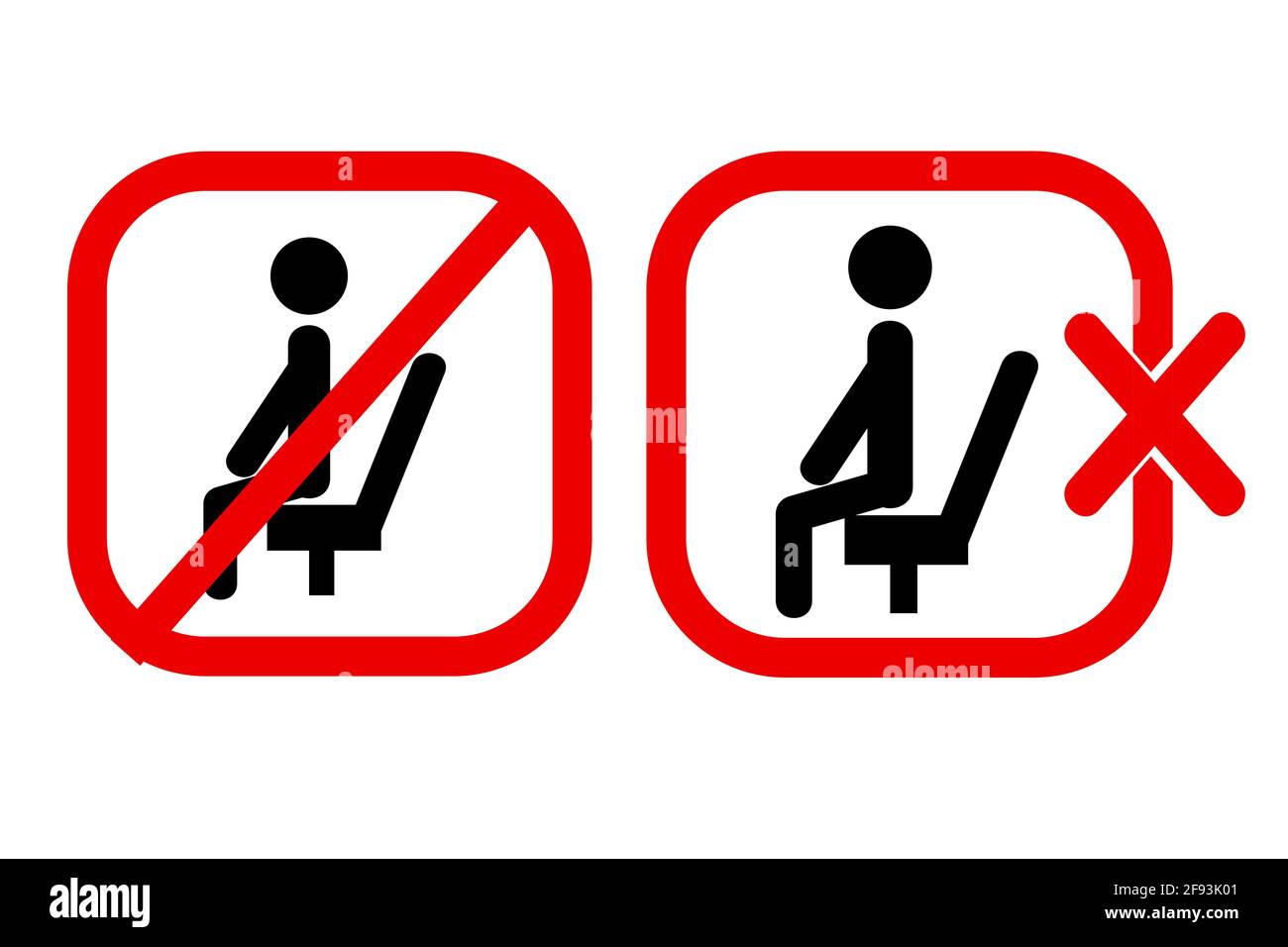 Semplice vettore divieto segno, non sedersi qui, isolato su bianco Illustrazione Vettoriale