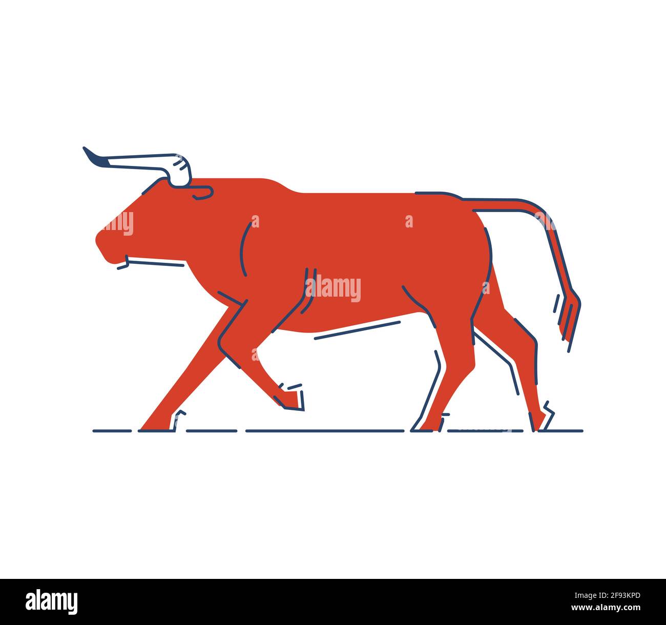 Silhouette stilizzata del running bull. Illustrazione vettoriale. Illustrazione Vettoriale