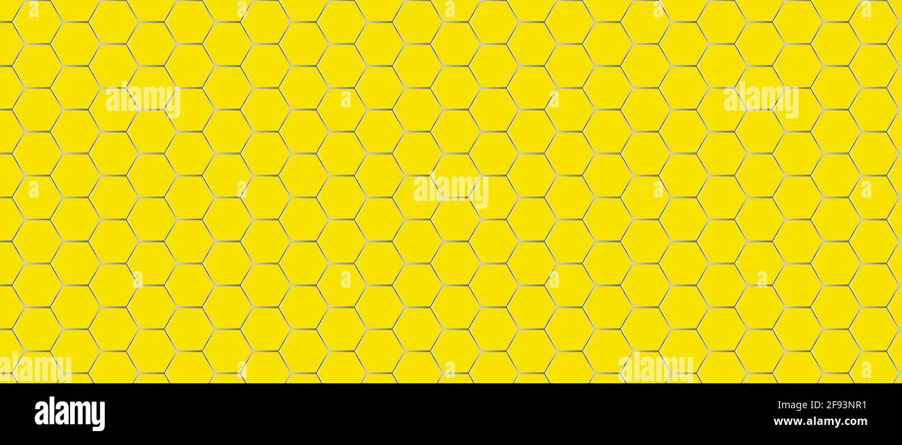 Astratto giallo esagonale linea argento mesh disegno modello moderno futuristico illustrazione vettoriale della texture di sfondo Illustrazione Vettoriale