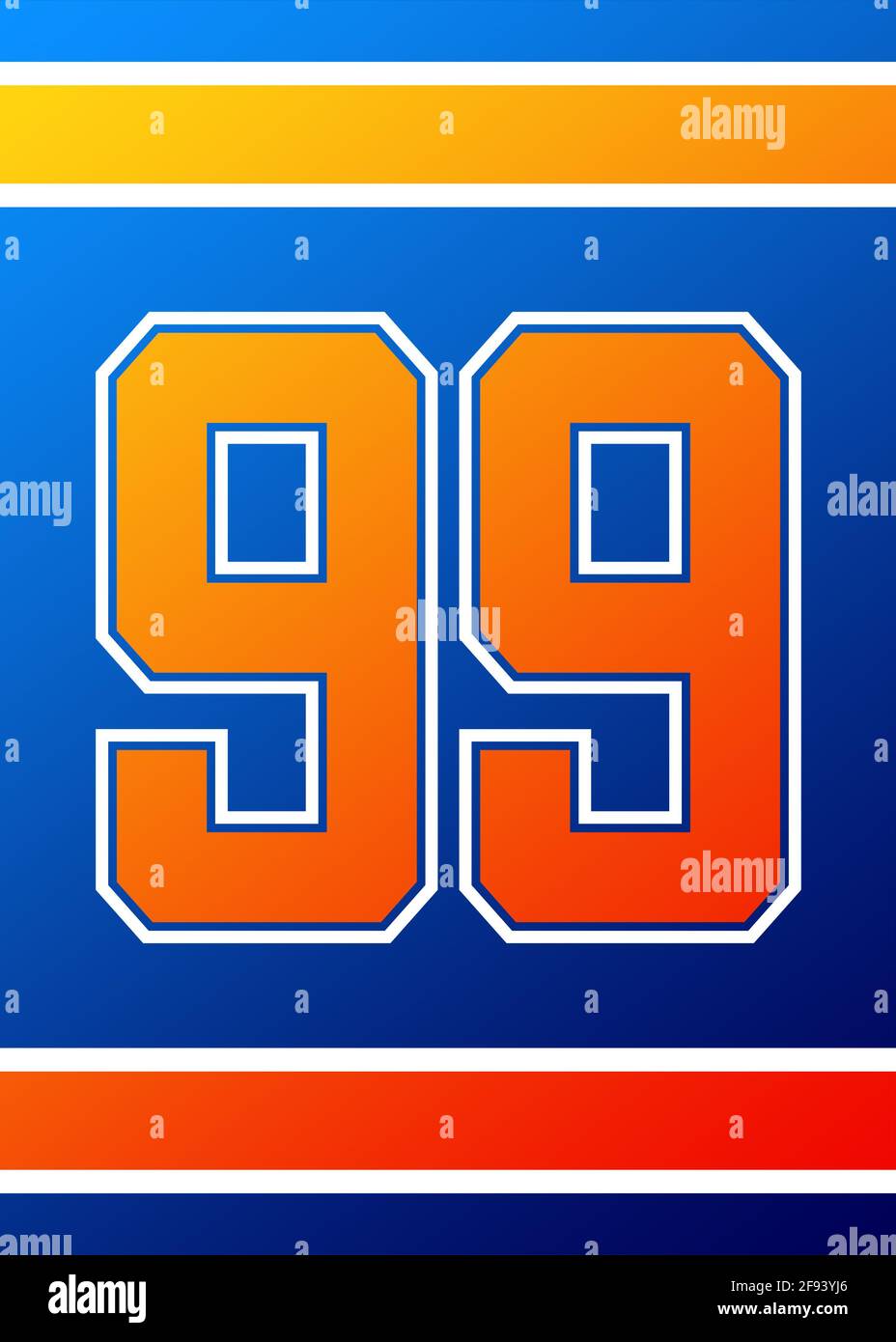 Shining sport Jersey pannello numero 99 blu e arancione Foto Stock