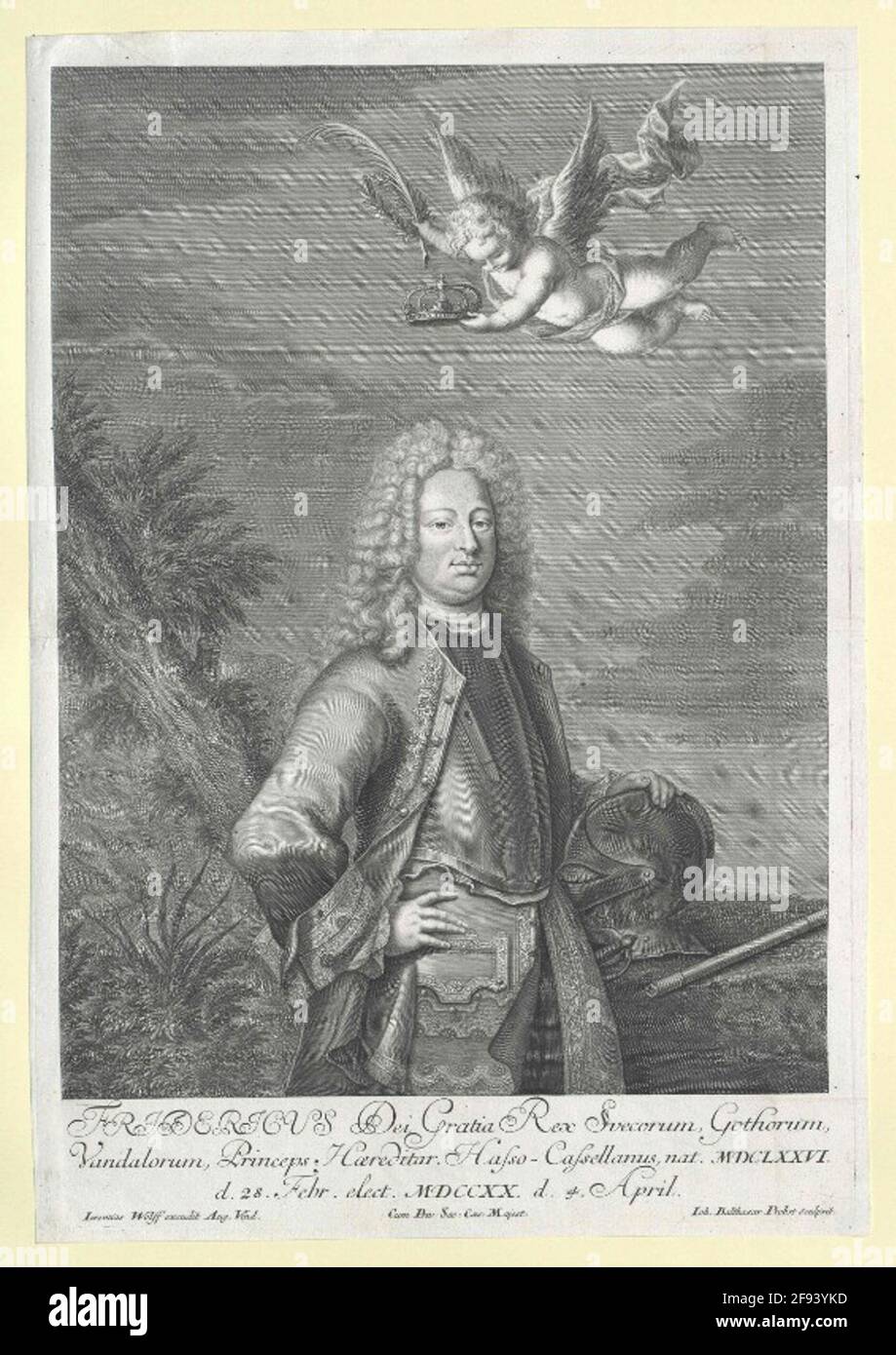 Friedrich i, Landgraf di Assia-Kassel Stecher: Probst, Johann Balthasarverleger: Wolff, Geremiasdation: 1721/1750 editore: Augusta Foto Stock