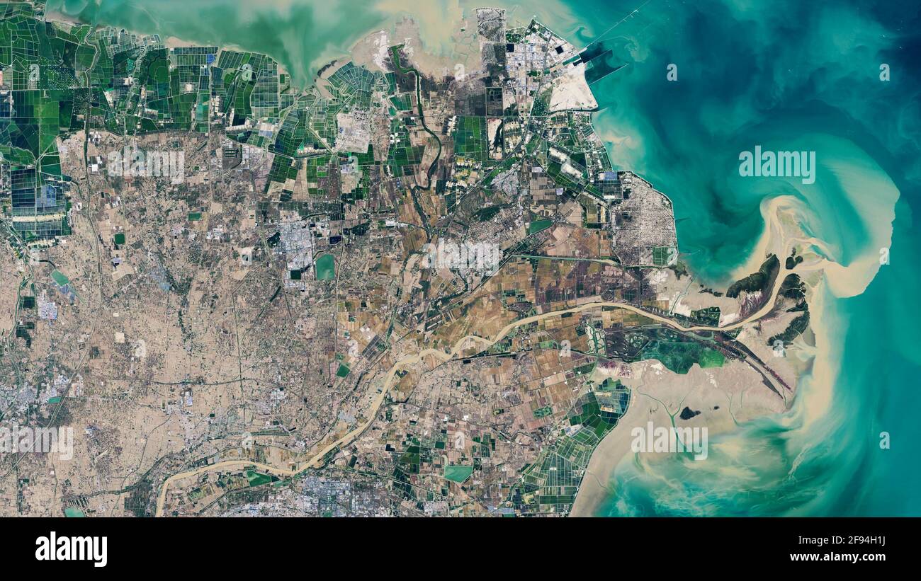 Aereo del delta del fiume giallo, Cina Foto Stock