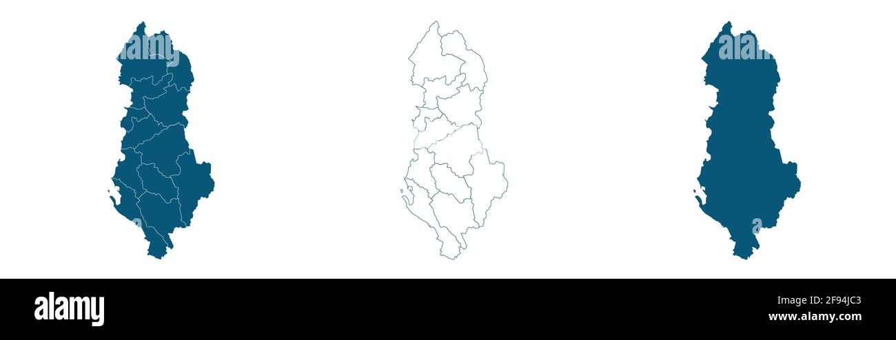 Mappa dell'Albania. Illustrazione della mappa vettoriale stilizzata con città, divisioni amministrative Illustrazione Vettoriale
