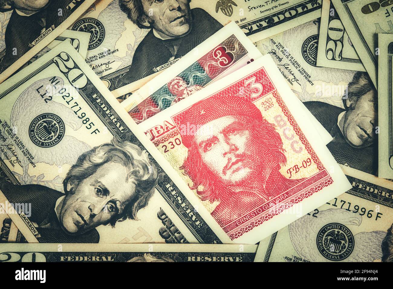 Dollarizzazione dell'economia cubana, concetto Foto Stock