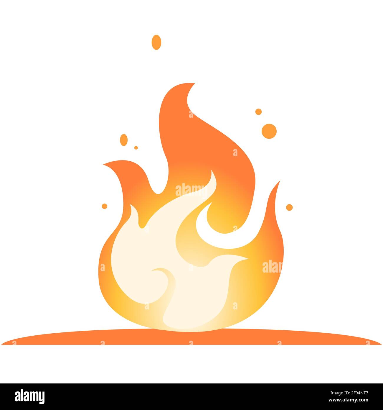 Falò ardente con luci e scintille. Illustrazione della sezione del vettore piatta fuoco giallo. Elemento a fiamma rosso-arancione caldo. Campfire semplice vettore di icone Illustrazione Vettoriale