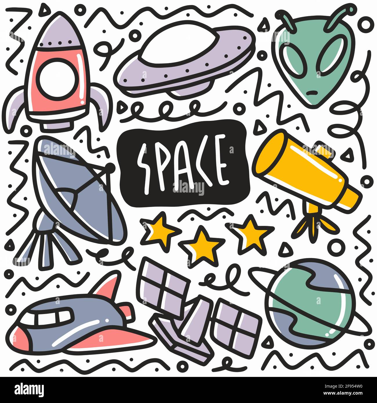 set di tagliatella per spazi disegnati a mano Illustrazione Vettoriale