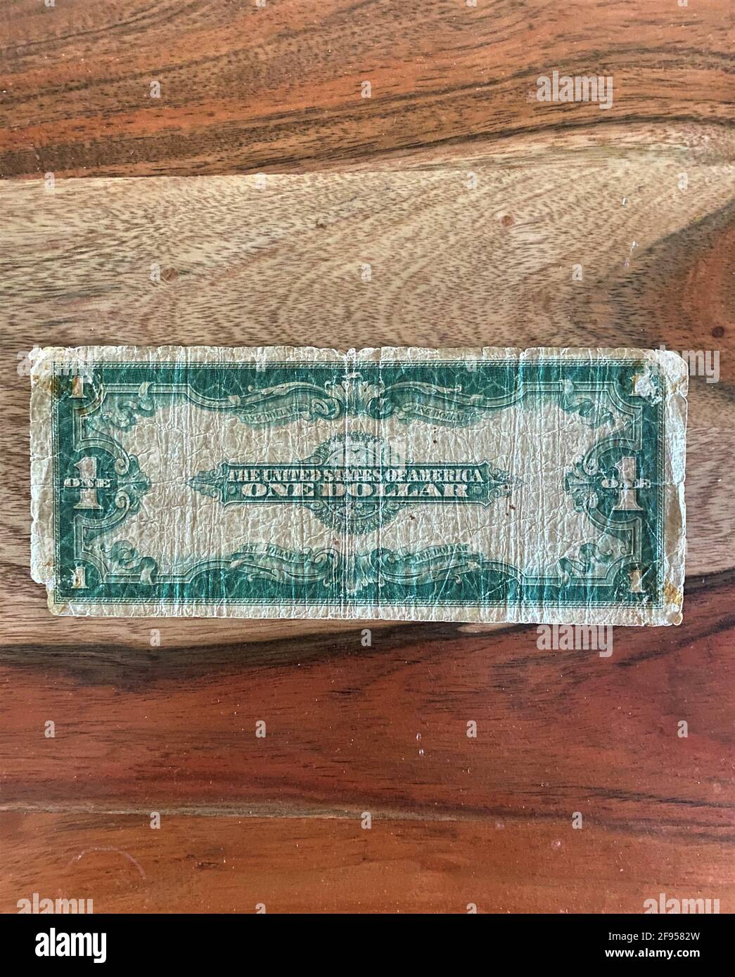 Il retro di un vecchio conto di un dollaro dal 1923. Vecchio dollaro. Bolletta grande. Foto Stock