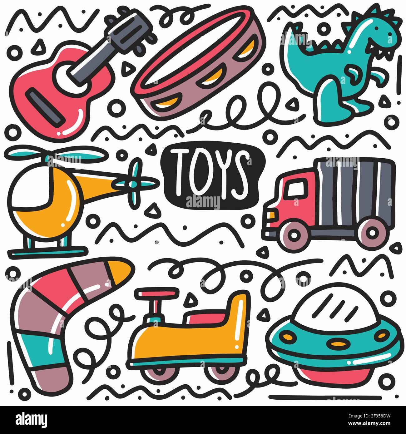 set di doodle per giocattoli disegnati a mano Illustrazione Vettoriale